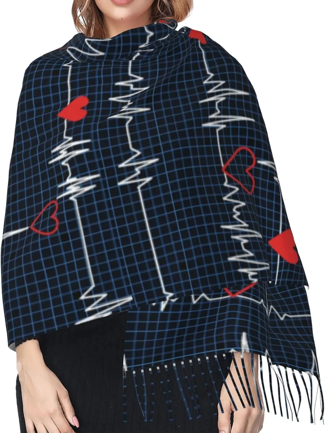 Bellen Alle Verpleegkundigen Hartslag Zachte Deken Sjaal Lange Warme Sjaal Wraps Kasjmier Fringe Sjaals Voor Vrouwen