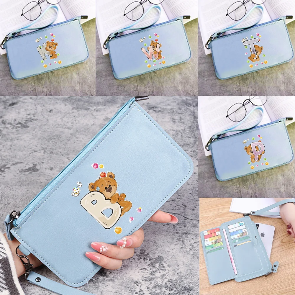 

Long Wallet New Coin Purse Credit Card Storage Women Money Bag Bear Pattern Printing Series Loose Change Organizer Pouch