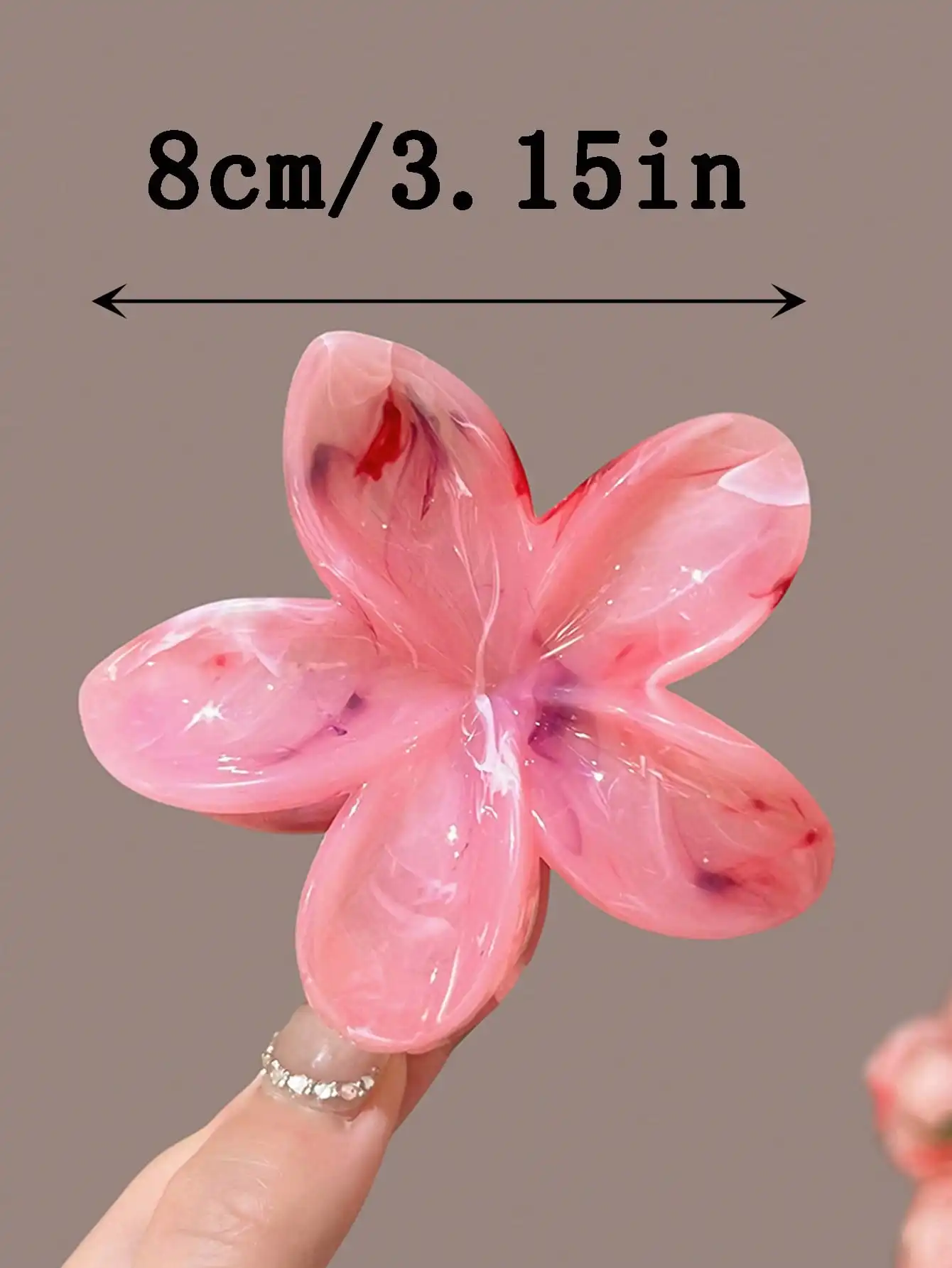 2-3pcs Women\'s Gradient Color Flower Pattern Large Size Lightweight Plastic Hair Clips