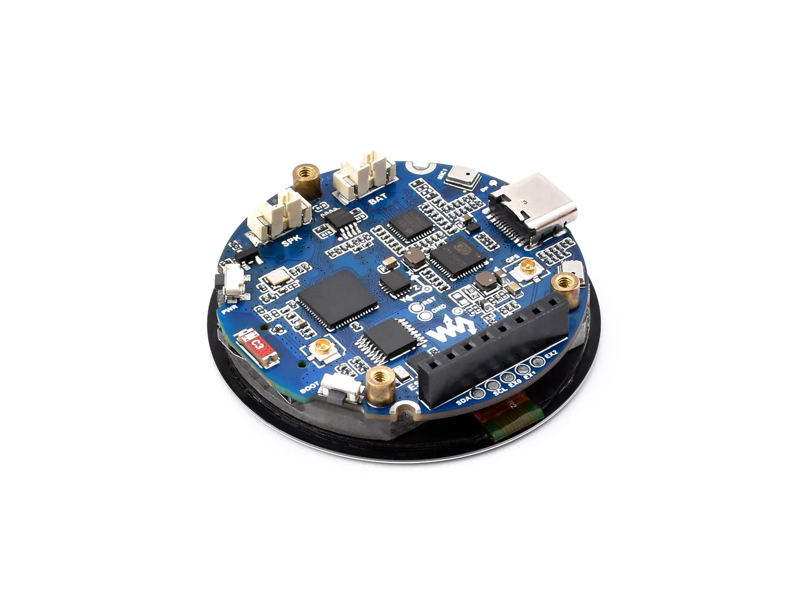 ESP32-S3 1.75inch AMOLED Round Touch Display Development Board, 32-bit LX7 Dual-core Processor, 466×466 Pixels, QSPI Interface,