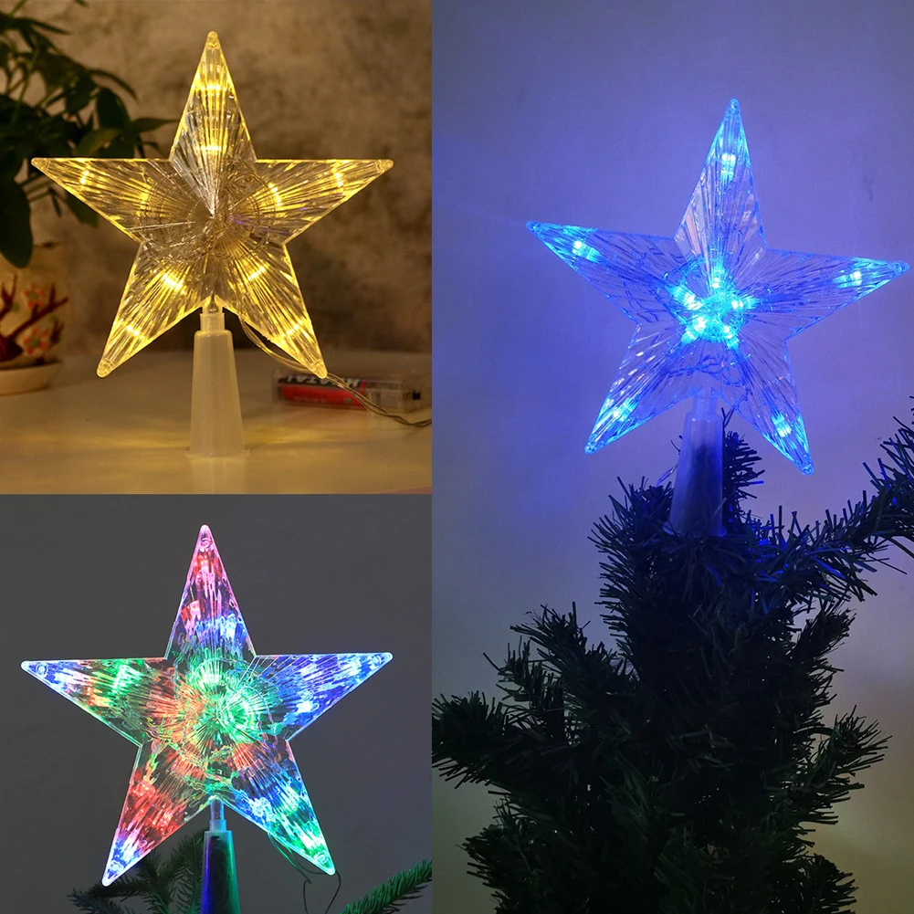1 Stück Weihnachtsbaumspitze Stern, Stern-Nachtlicht, 15 cm, Weihnachtsstern, batteriebetrieben, ideal für Weihnachtsbaum-DIY (Batterien nicht im Lieferumfang enthalten)