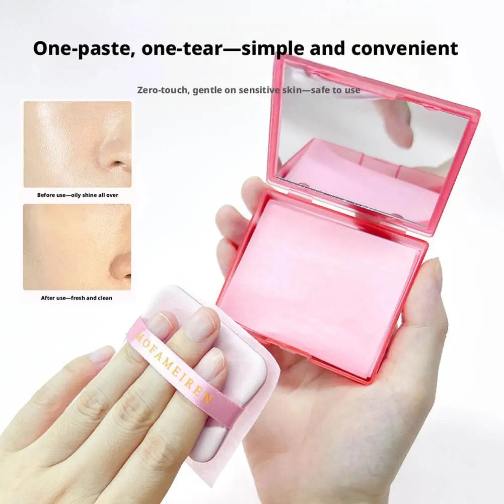 100pcs Facial Oil Blotting Paper With Mirror And Powder Facial Oil Absorbing Sheet Portable Facial Blotter Freshness Skin Care