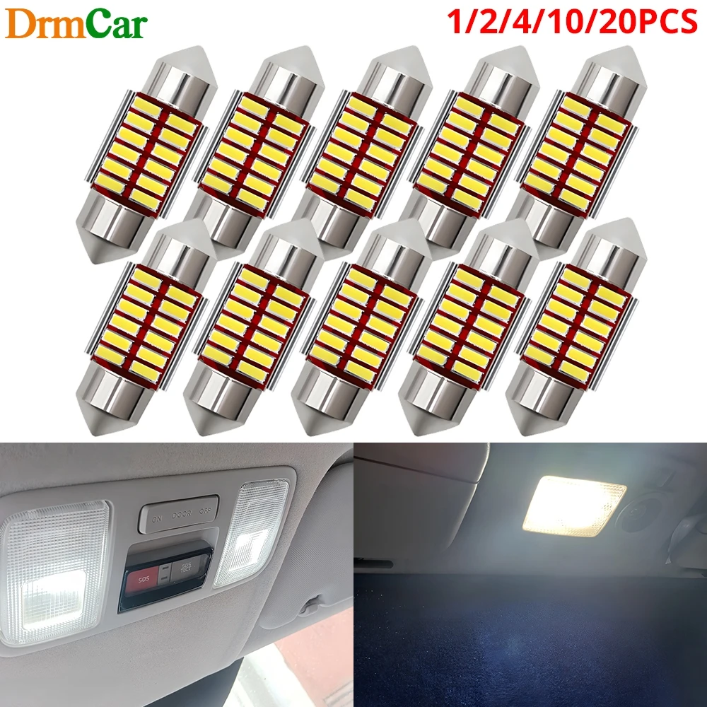 

1/2/4/10Pcs C5W Led C10W Auto Interior Festoon Reading Lights 31/36/39/41mm Car 4014 12/16/20/24SMD Parking Trunk Dome Door Lamp