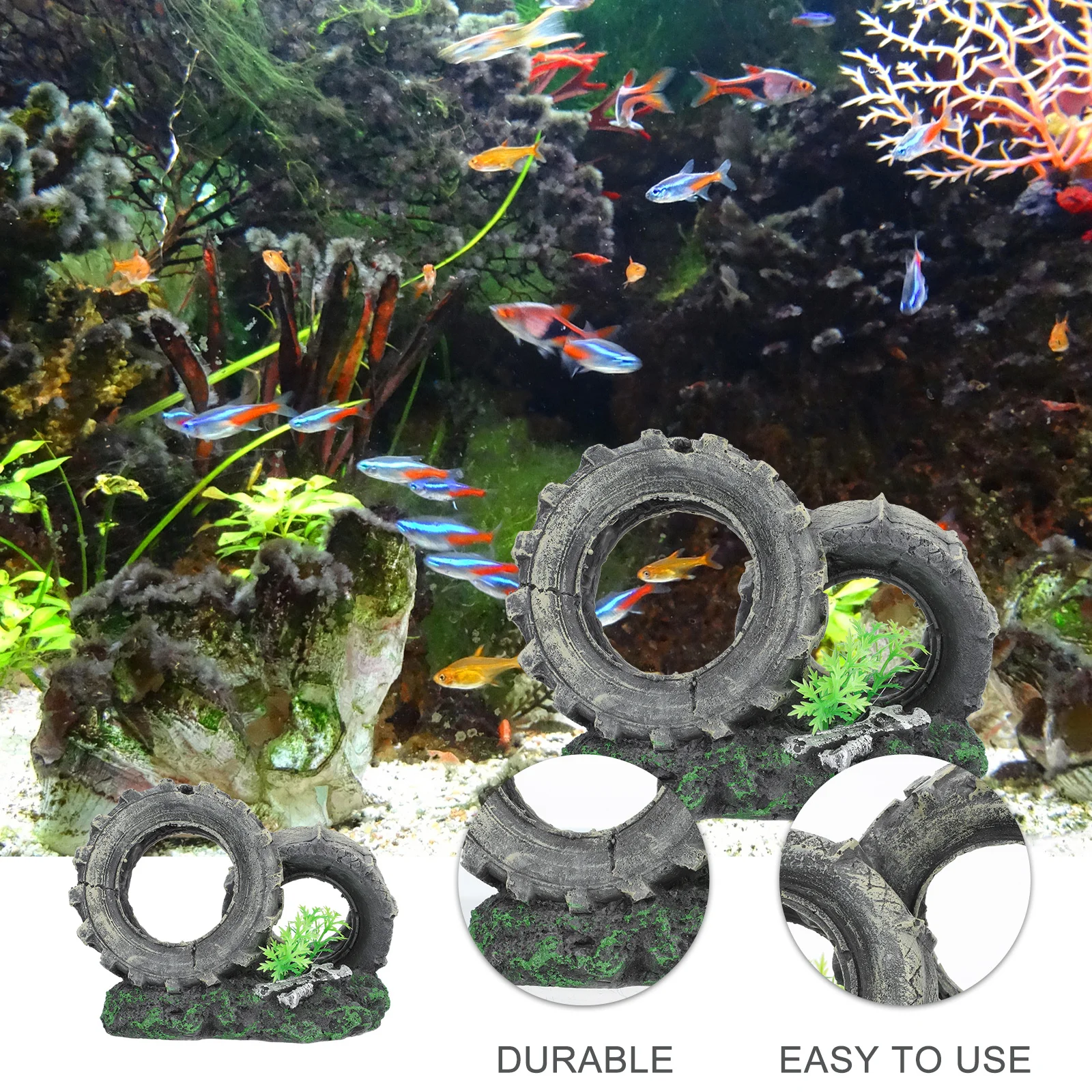 

Fish Tank Resin Car Tire Ornament Resin Craft Decoration Fish Tank Hideout Shelter Aquarium Landscaping Accessory