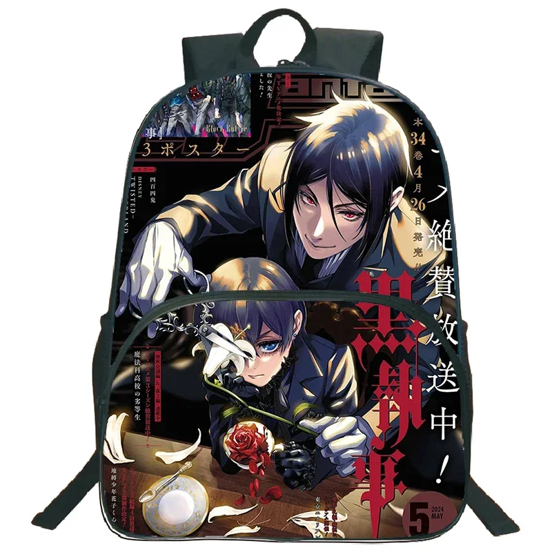 حقيبة ظهر جديدة سوداء مطبوعة للأطفال مقاومة للماء حقائب مدرسية للطلاب للبنين والبنات حقيبة كتب أنيمي للأطفال حقيبة ظهر لتقويم العظام