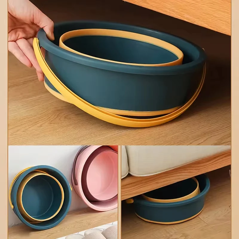 5/10/17L Portable Folding Bucket Multifunctional Thickened Silicone Bucket for Car Washing and Fishing Camping Folding Bucket 