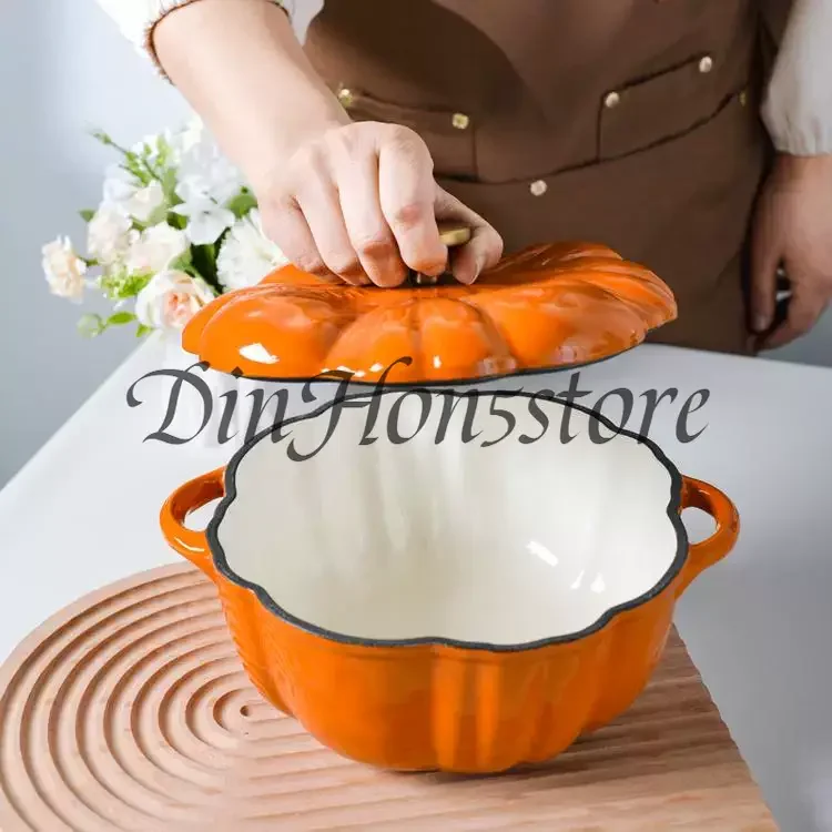 Pumpkin enamel pot stew pot soup pot multi-functional household cast iron enamel soup induction cooker universal