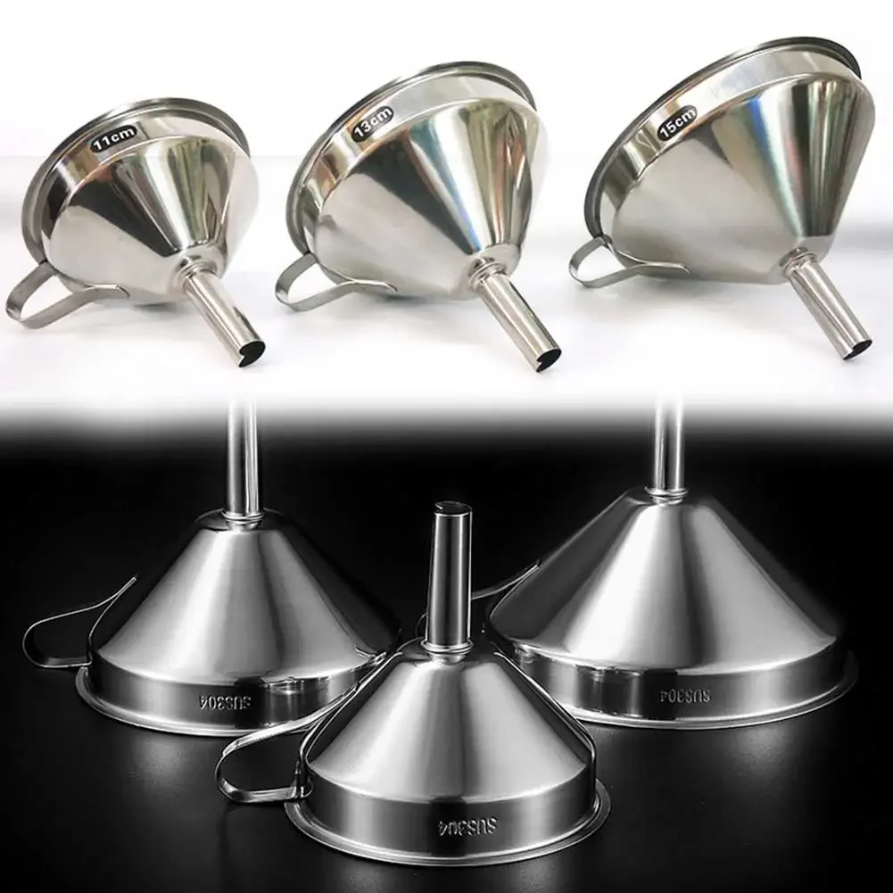 

Stainless Steel Funnel With Handle Kitchen Filling Metal Hopper 11 13 15cm For Kitchen Tools Accessories