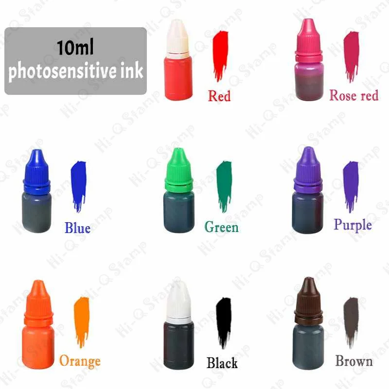 10ml Self-Inking Colorful Ink for Photosensitive Stamp Refilling Ink Red Green Blue Black Orange Rose red Chocolate Coffee White