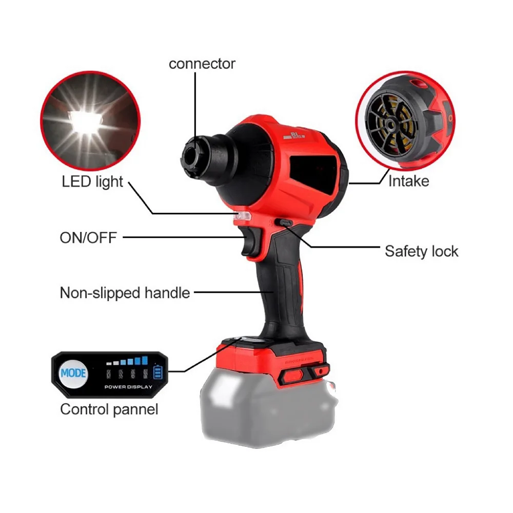 Rechargeable Air Dust Machine Lithium Electric Cordless Inflator Cleanner Dusts Blowing Fan Fit For Makita 18V Battery