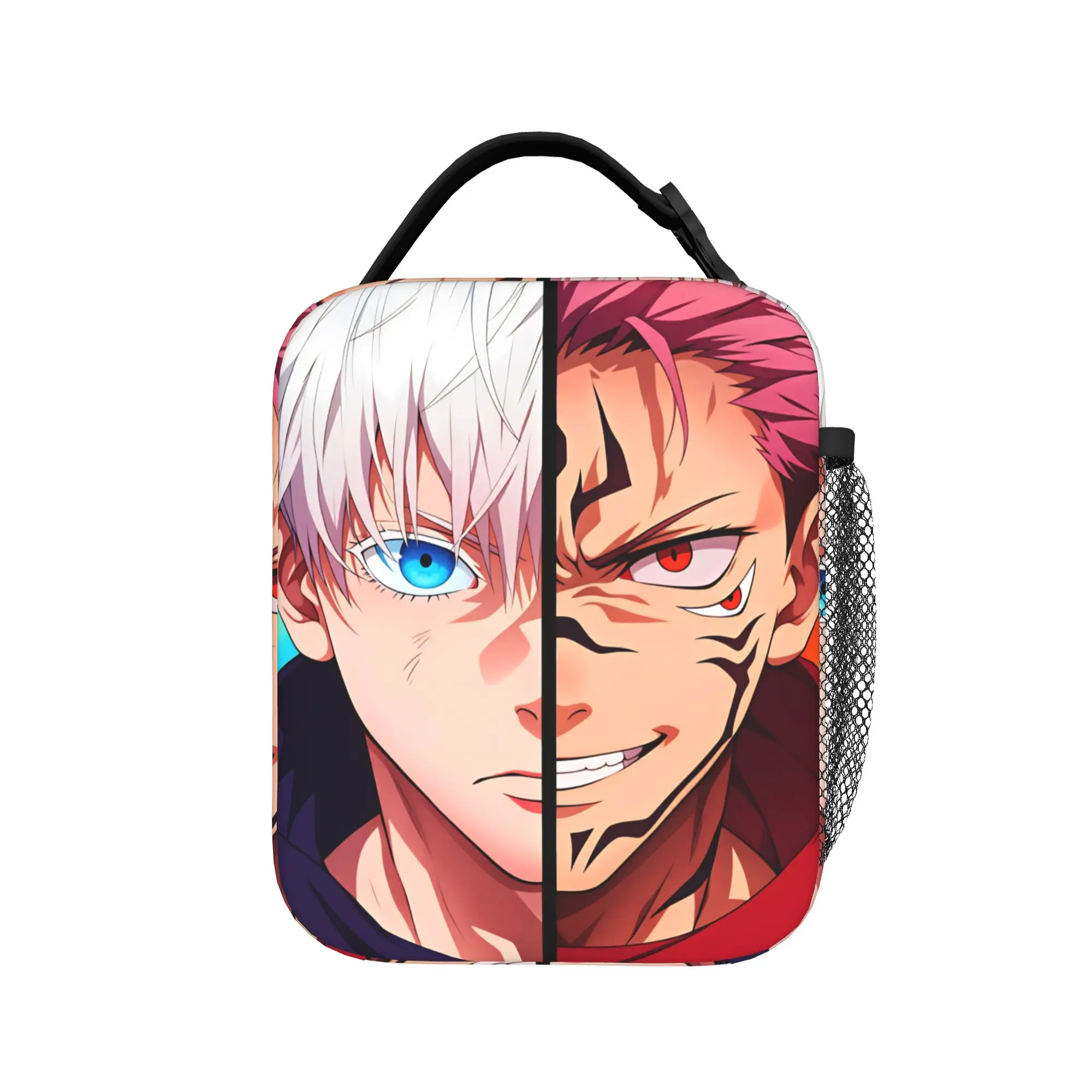 Satoru Gojo Comic Animation Lunch Bag Outdoor Picnic Lunch Box For Women Thermal Tote Handbags Oxford Portable Zipper Cooler Bag