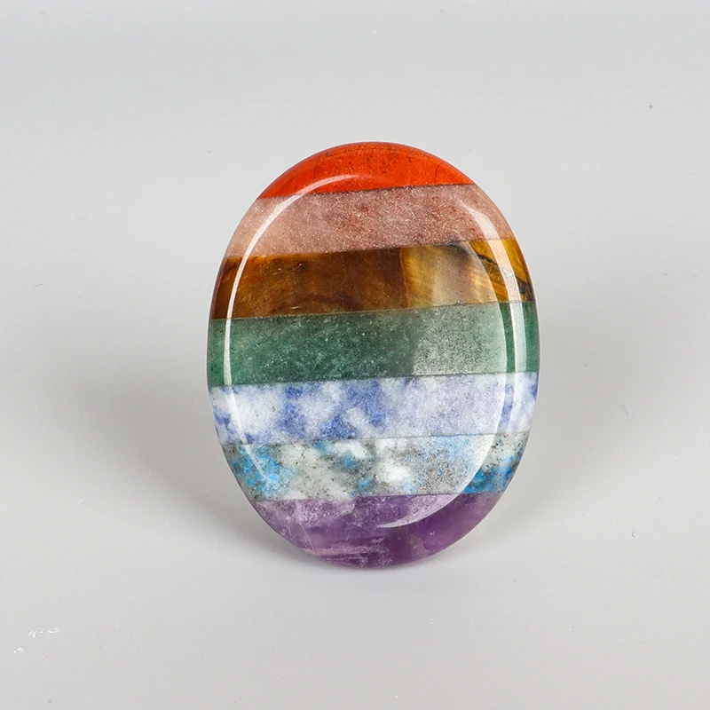 Chakra Palm Stone Natural Crystal Quartz 7 Colors Worry Thumb Gemstone Healing Massager Home Decor - view 5