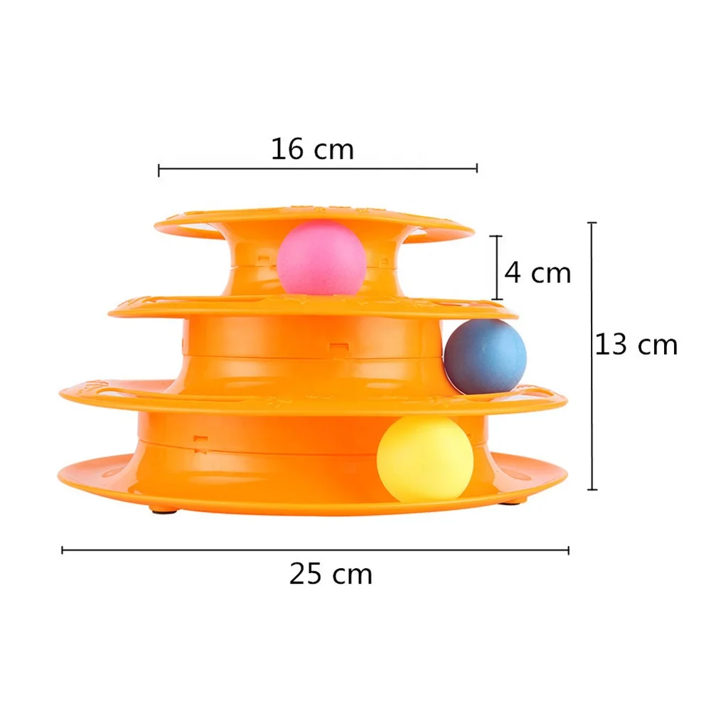 5 PCs 3 Levels Pet Cat Toy Interactive Tower Tracks Disc Triple Disc Ball Cat Intelligence Training Amusement Plate