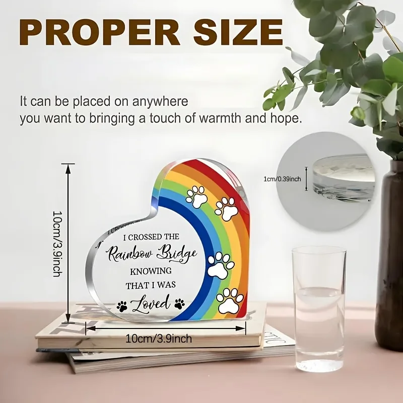 1pc Pet Memorial Acrylic Rainbow Bridge Dog Gift, Condolence Gift for Pet Loss Memorial, Condolence Gift for Dogs and Cats