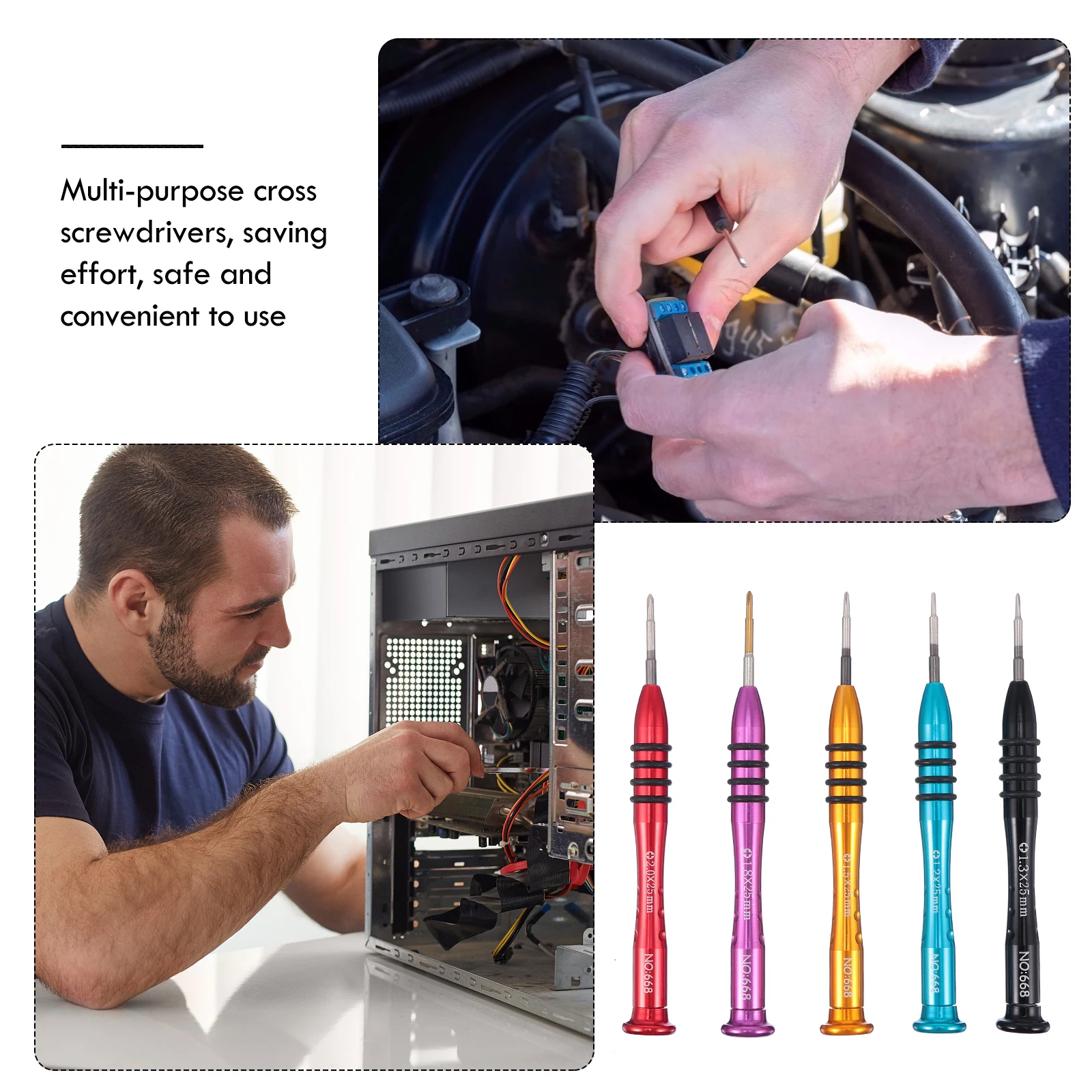 

5pcs Precision Manual Cross Screwdrivers Household Repair Tools Magnetic Screwdriver Multi-Purpose Durable Anti-Slip