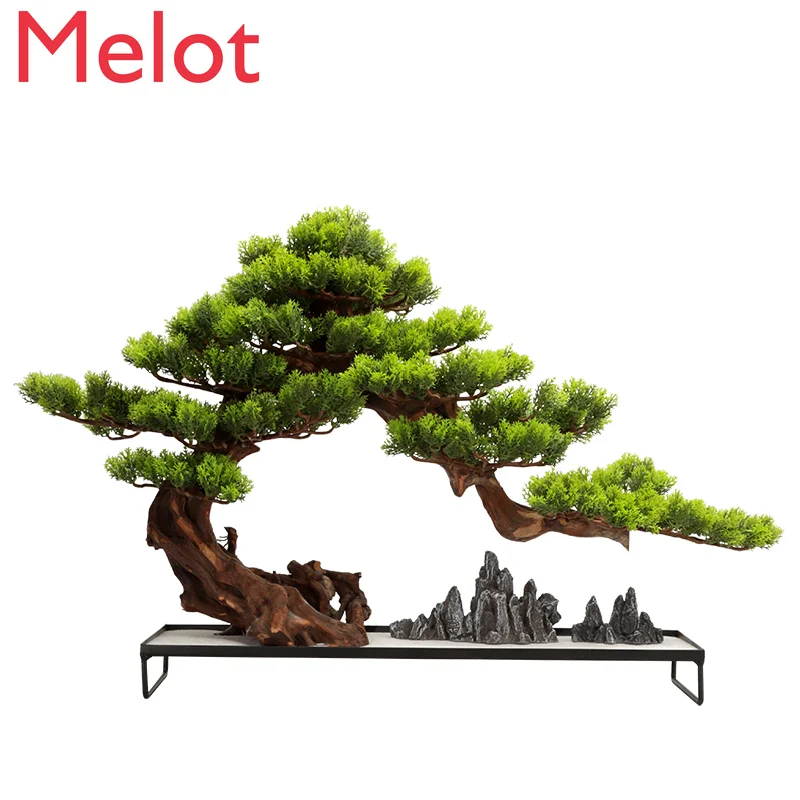 New Chinese Artificial Bonsai Modern Minimalist Sand Table Welcome Pine Tree Root Indoor Living Room Hallway Ornaments Quality