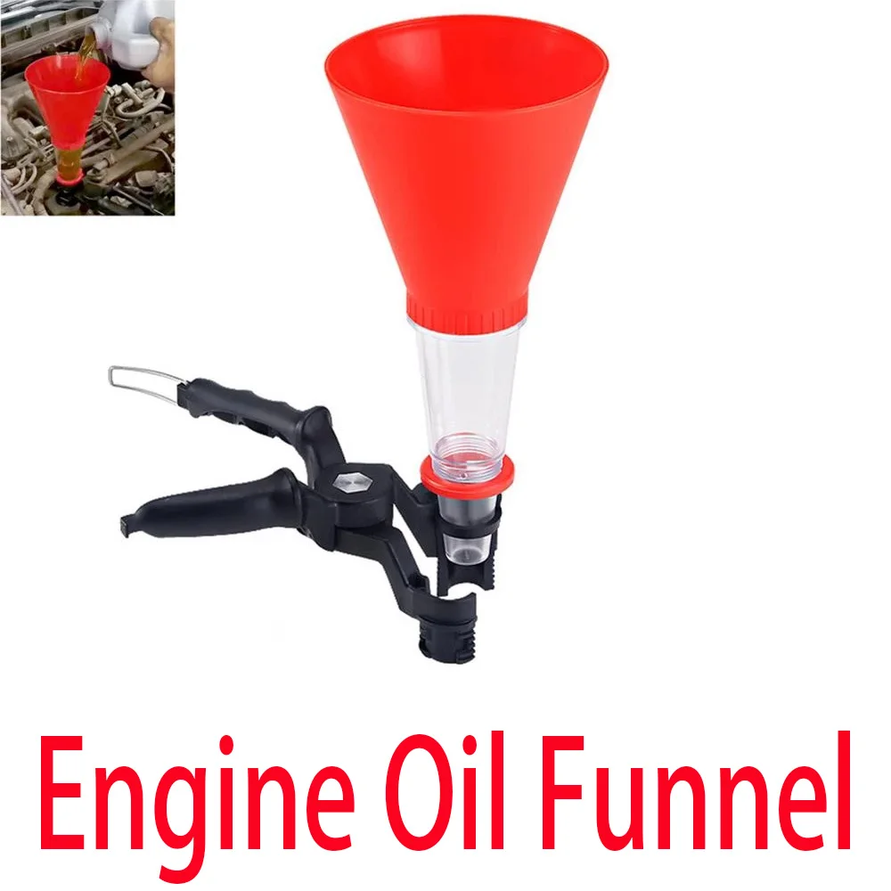 Engine Oil Filling Set Universal Oil Funnel with Adjustable Width Holding Clamp Multifunctional Pour Oil Tool for Car Repairing