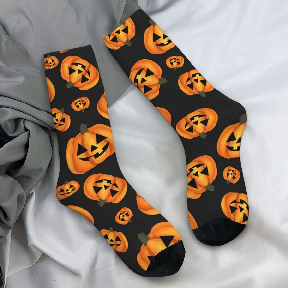 Happy Pumpkin Face Stockings Women Halloween Socks Comfortable Leisure Socks Autumn Outdoor Sports Anti Bacterial Socks Gift