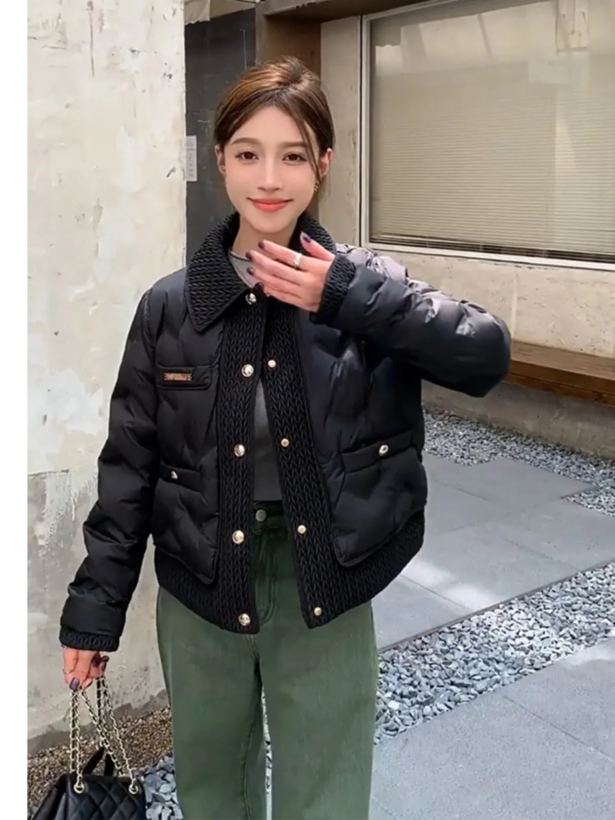 

Winter Thiened down Cotton Jaet Women's ort Sle Padded Coat Warm Outerwear Windproof Zipper Collar Long Sve