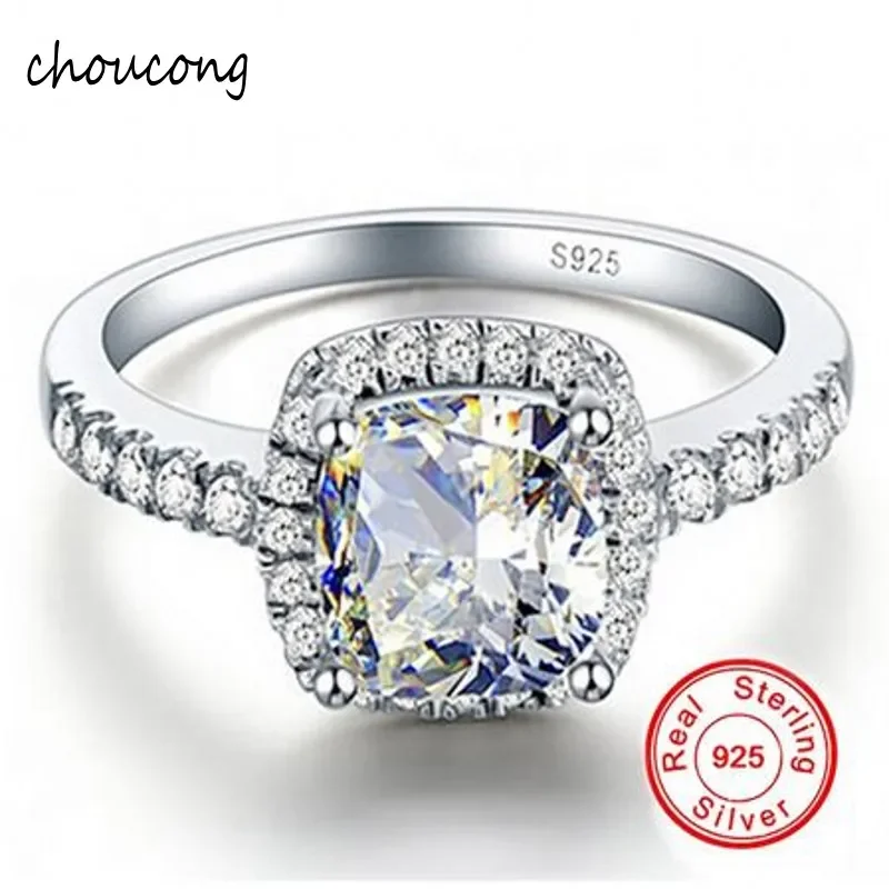 Promotion!! GALAXY 925 Sterling Silver RING Luxury 4 Carat CZ Diamond Crystal Wedding Rings For Women SIZE US 5 6 7 8 9 10 11 12