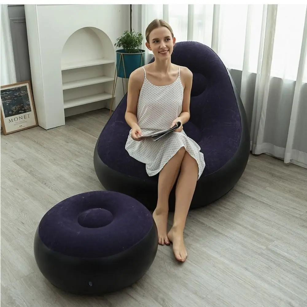 Air-tight Material；Lightweight Inflatable Foot Rest Ottoman Flat Wide Surface Foldable Design Footstool Air Pouf Stable Support
