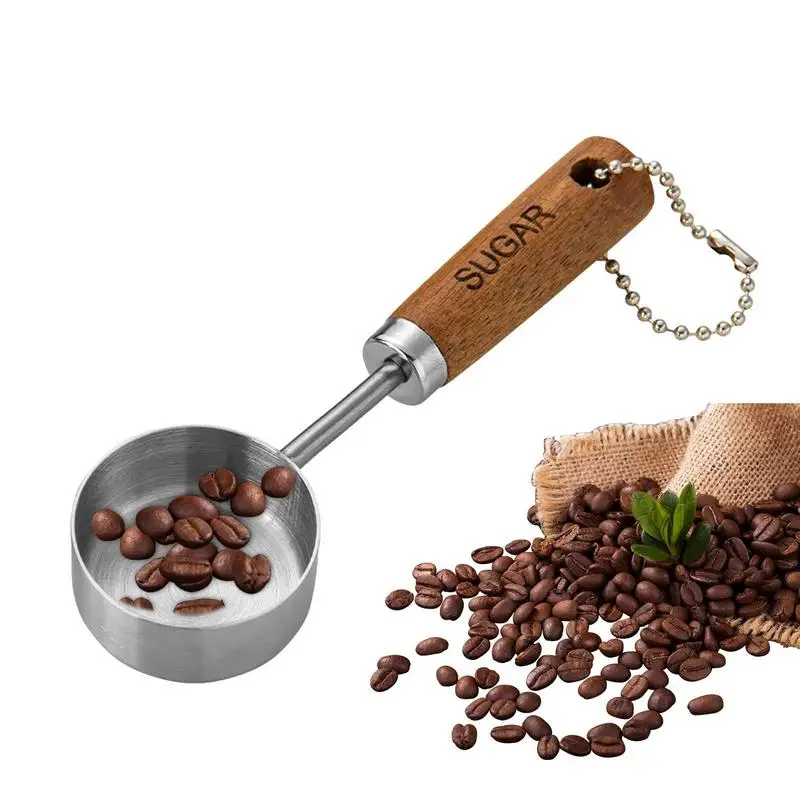 Stainless Steel Measure Cups Wood Handle Metal Measuring Spoons Kitchen Utensils and Decor Dry and Liquid Cup for kitchen