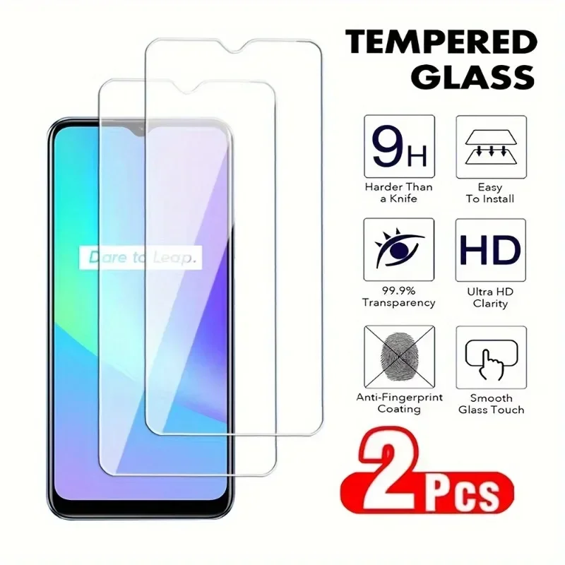 2Packs Tempered Glass Screen Protector for Realme C11 C20 C20A C15 C12 C21Y C25Y Ultra HD Clarity Anti-Scratch Glossy Surface