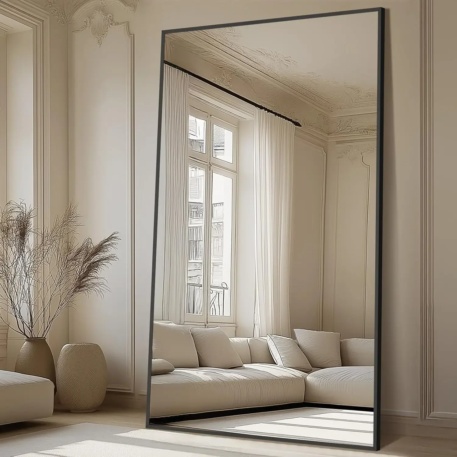 

Oversized Full Length Floor Mirror Freestanding Tempered Glass Shatterproof For Bedroom Living Room Dressing Room Gym Yoga Hair