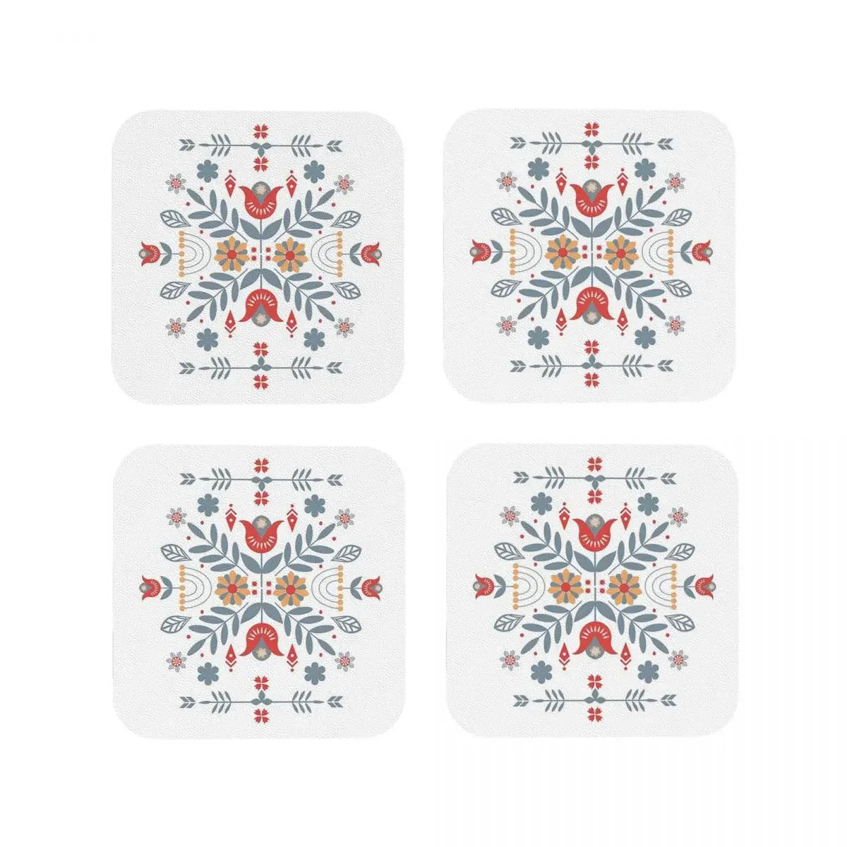 Scandinavian Folk Coasters Kitchen Placemats Waterproof Insulation Cup Coffee Mats For Decor Home Tableware Pads Set of 4