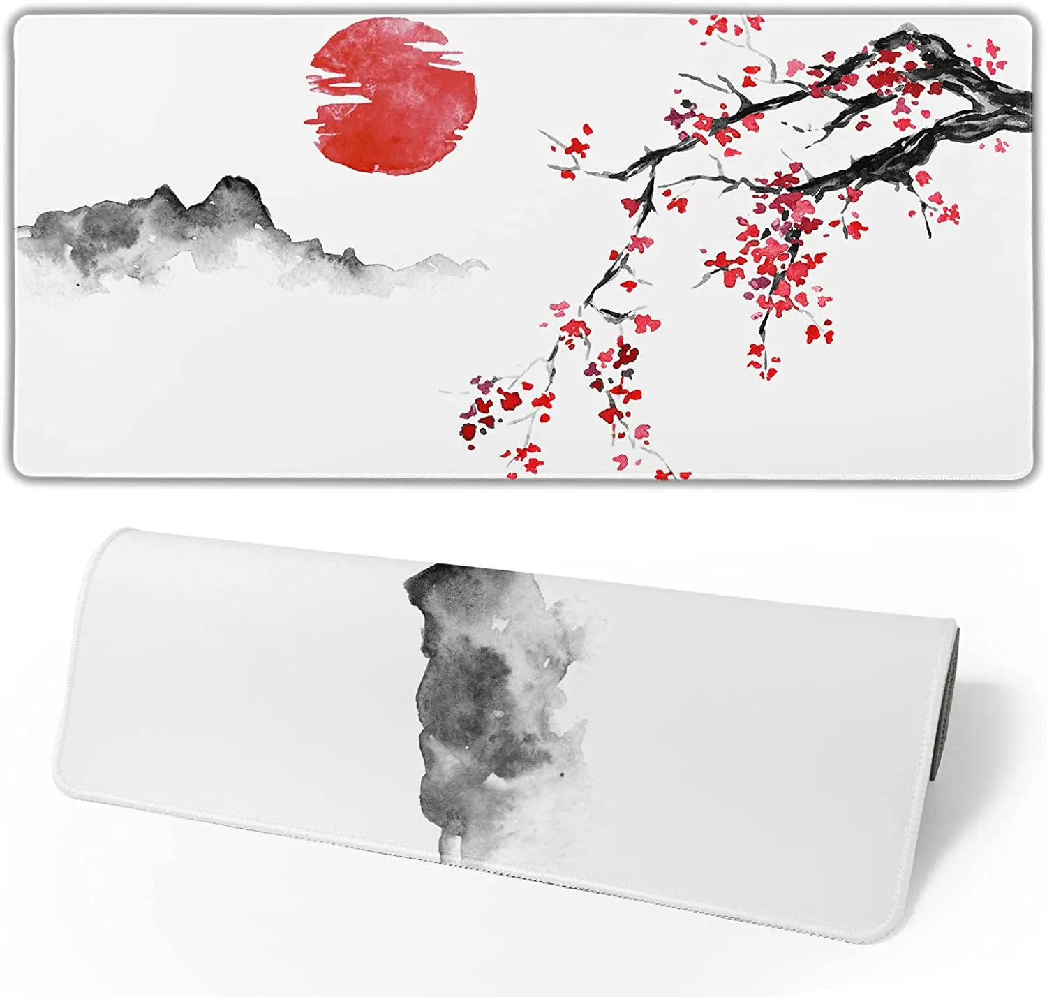 

Sakura Cherry Blossom Mouse Pad 35.4×15.74 Inch with Stitched Edges Extended Non Slip Rubber Base Keyboard Mat Computer Mousepad