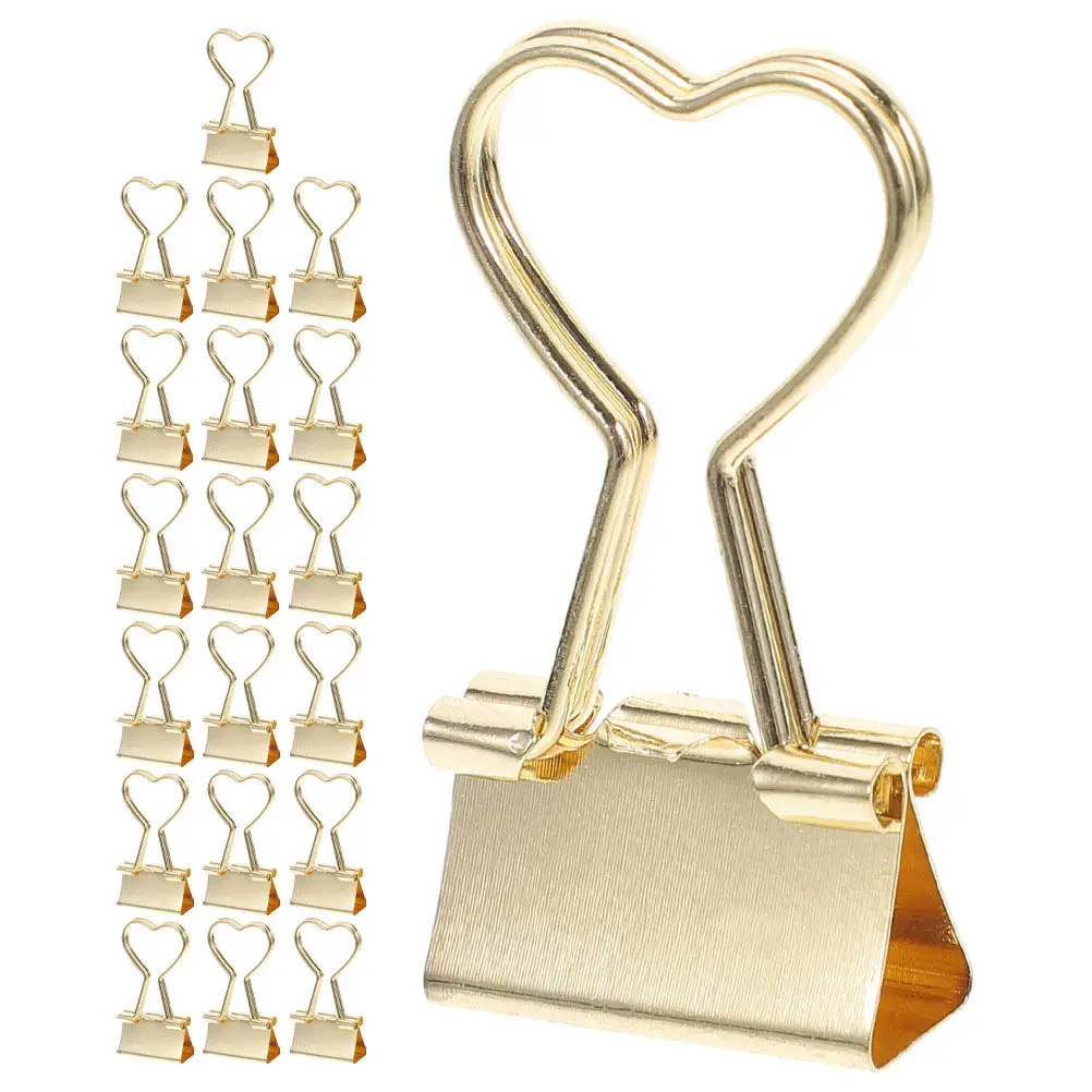 20Pcs Long Tail Clips Cute Metal Heart Shaped Binder Clips Small Size for Office Study Document Organization Journal Scrapbook