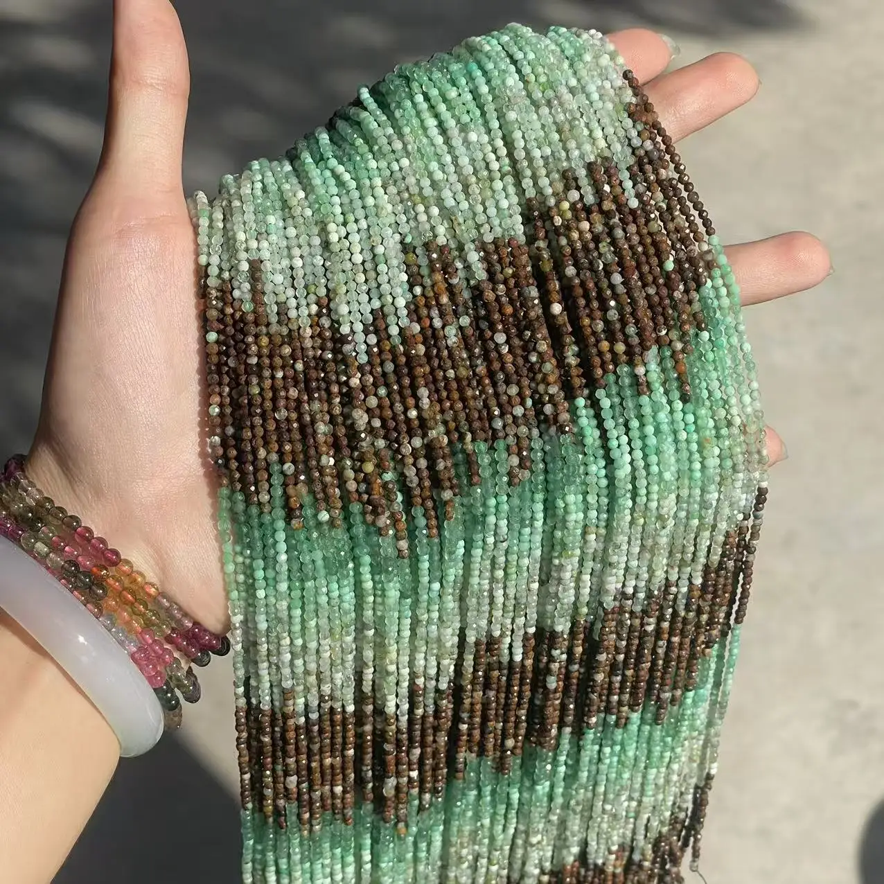 2Mm Natural Stone Australian Jade Faceted Small Round Beads Loose Beads DIY Necklace Bracelet for Jewelry Making Wholesale