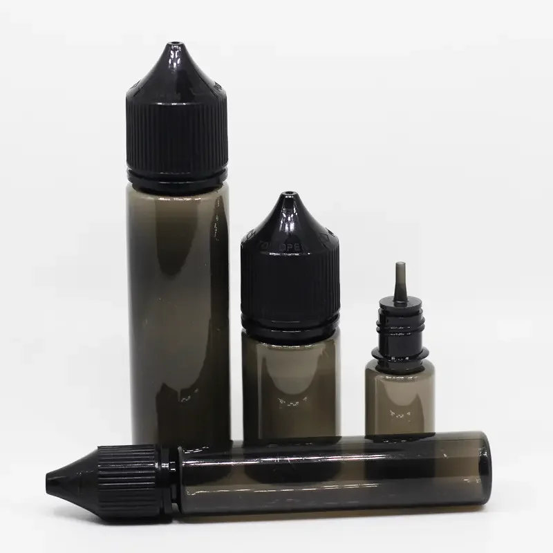 Empty Black Clear PET Plastic Liquid Squeeze Bottle 10/15/30 Fat/30 Long/60/100/120ml Pen Shape Oil Eye Drop Vape E-Juice Vials