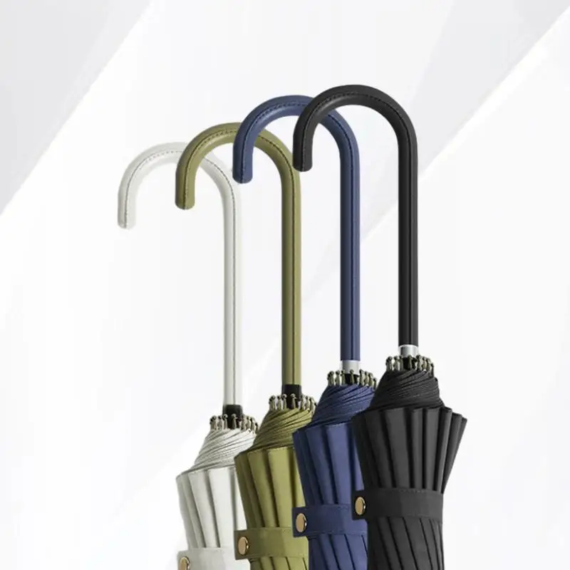 Stylish Japanese-Style Long Handle Solid Color Sun and Rain Umbrella - The Perfect Accessory for All Weather Protection