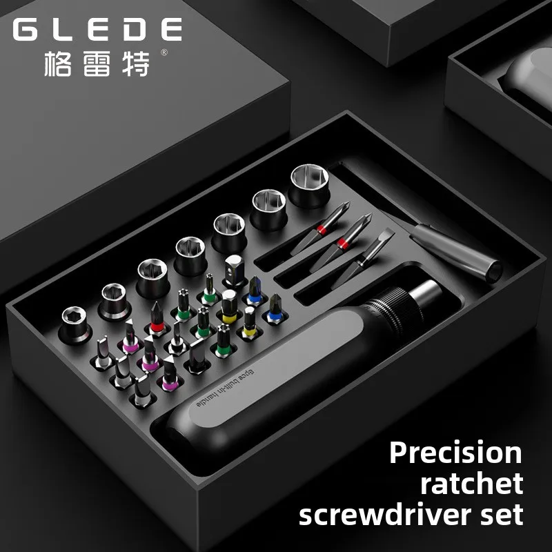 

Precision Ratchet Screwdriver Set Magnetic Bit Socket Tool Kit for Phone Laptop Disassembly Home Repair Hand Tool Set