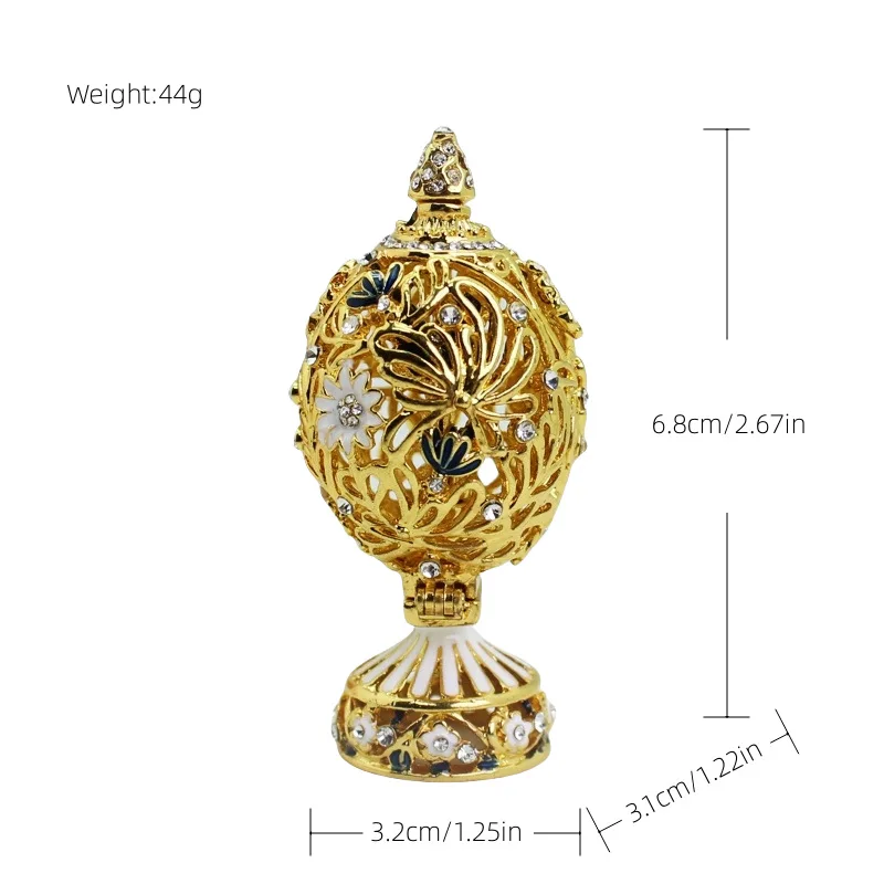 Vintage Fabergé Style Egg Trinket Box Hand-Painted Enamel Butterfly Flower Decor Collectible Figurine Home Decor Gift