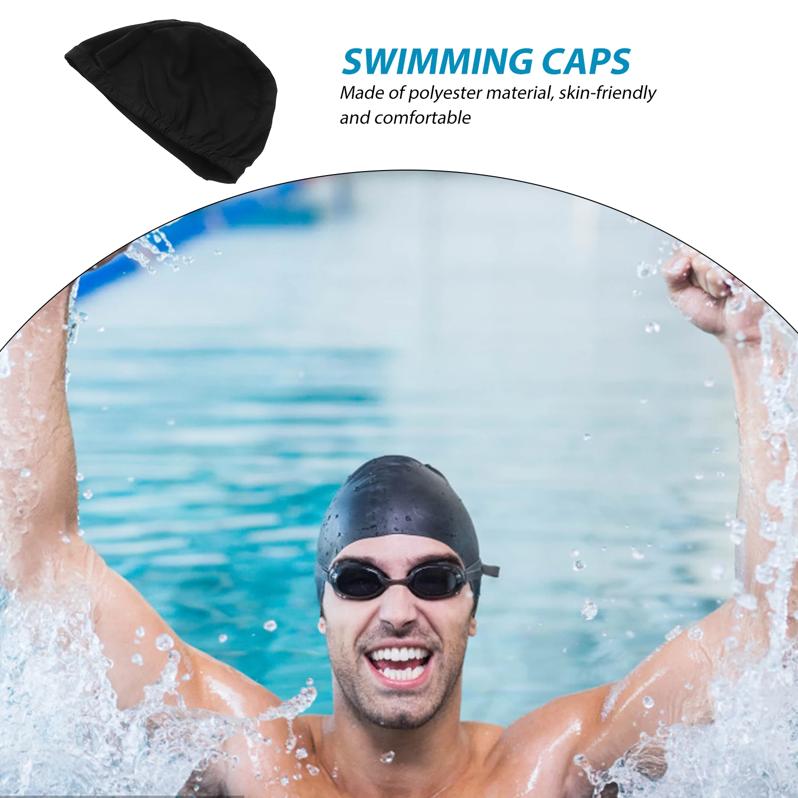 

2Pcs Swim Lightweight Swimming Caps Polyester Pool Hats for Women Men Long Hair Durable Skin Friendly Swim Accessories
