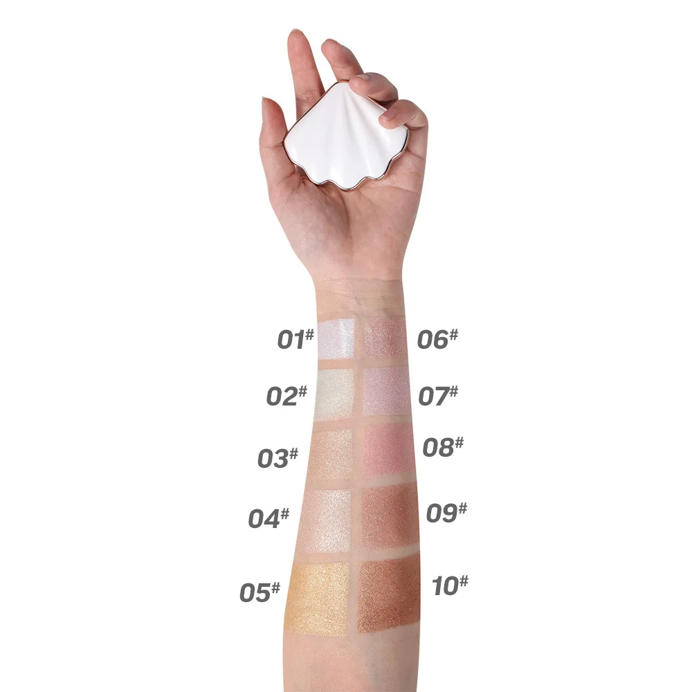 Nieuwe Shell Vorm Enkele Markeerstift Private Label Gemakkelijk Te Dragen Cosmetica Custom Make-Up Contour Palet Groothandel Glow Face