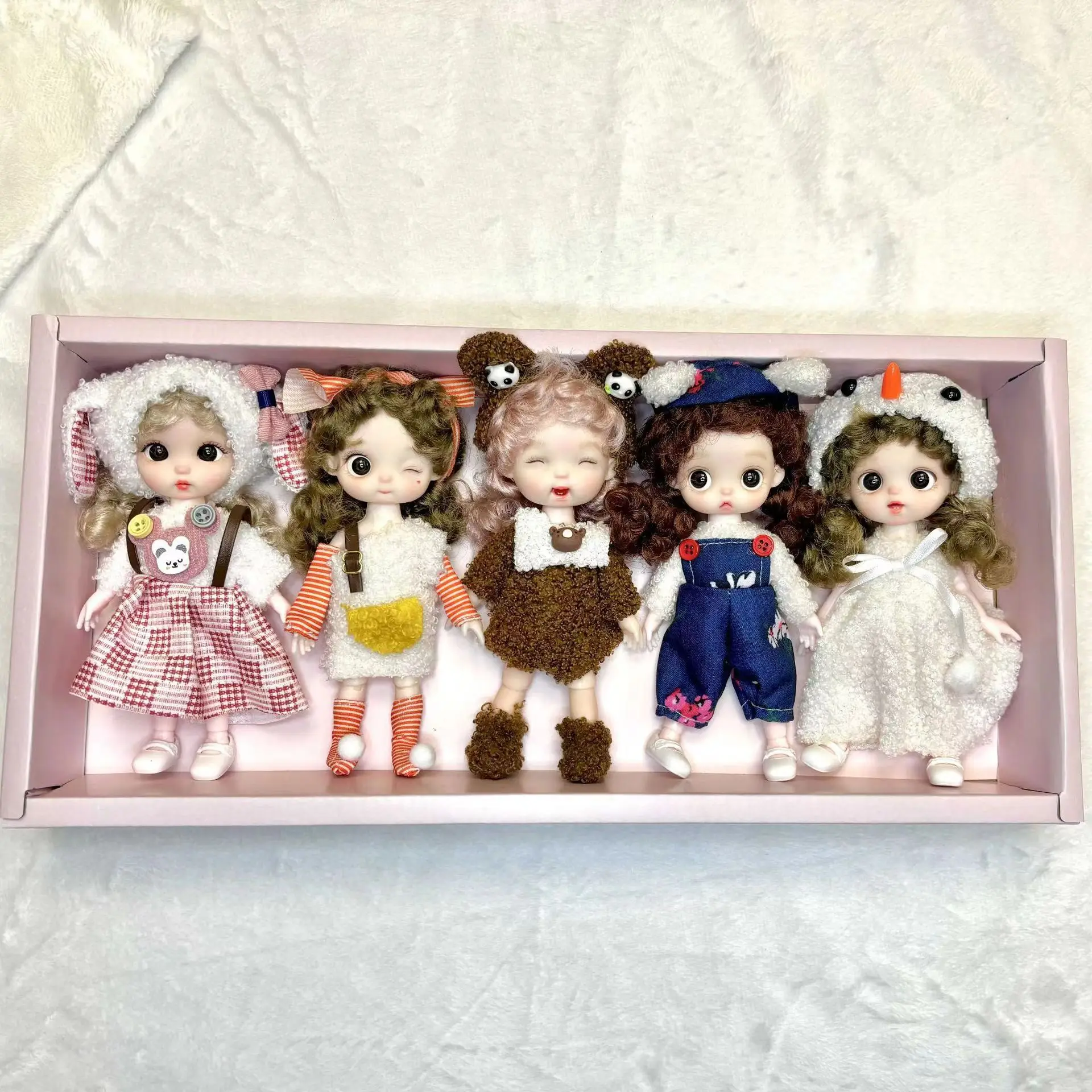 17Cm Princess Doll 1/8 Dolls Girl Gift Box Set Princess Doll Dress Up Birthday Gift Contains Five Kawaii Doll Dress Up