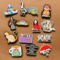 14-25pcs Movie Friends New Design Shoe Charms PVC Accessories DIY Sandals Shoes Buckle Decorations fit Wristband Party Kids Gift