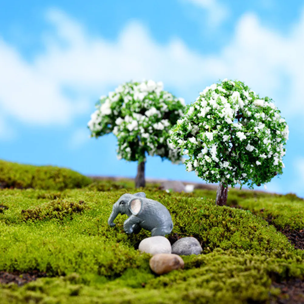 Miniature Elephant Small Light Grey Decoration Mini Ornament for Moss Cactus Pot Plants Lawn Home Desk Window Sill Office