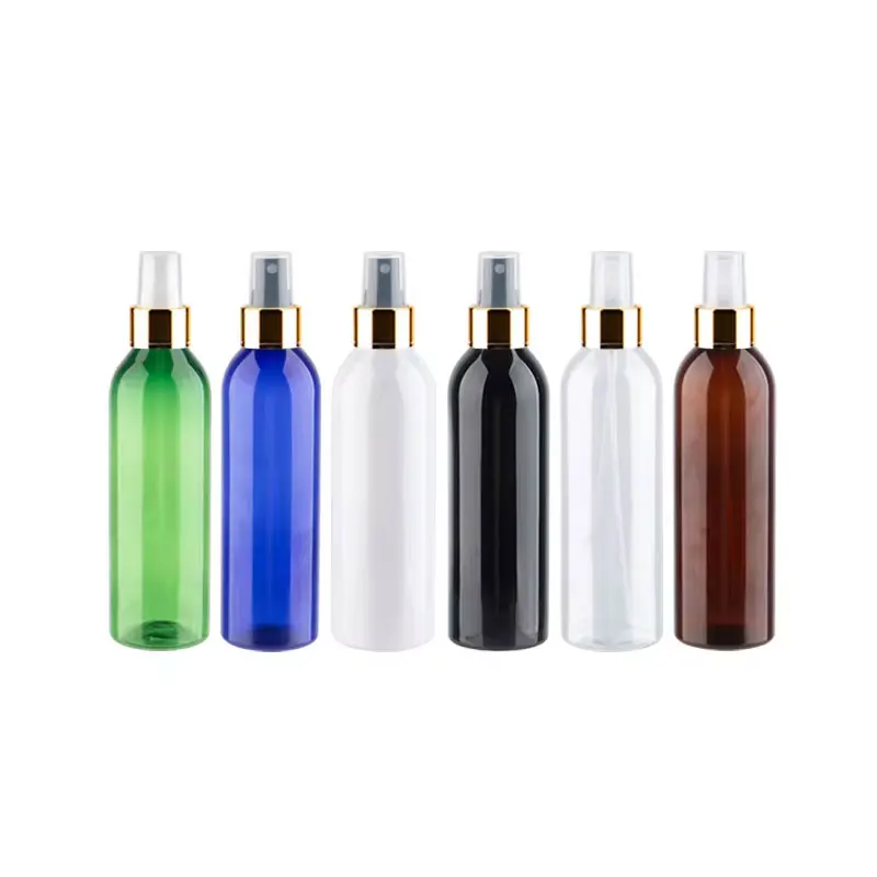 24pcs 150ml 200ml 250ml Empty Plastic Refillable Bottle With Gold Silver Aluminum Perfume Sprayer PET Freshener Containers