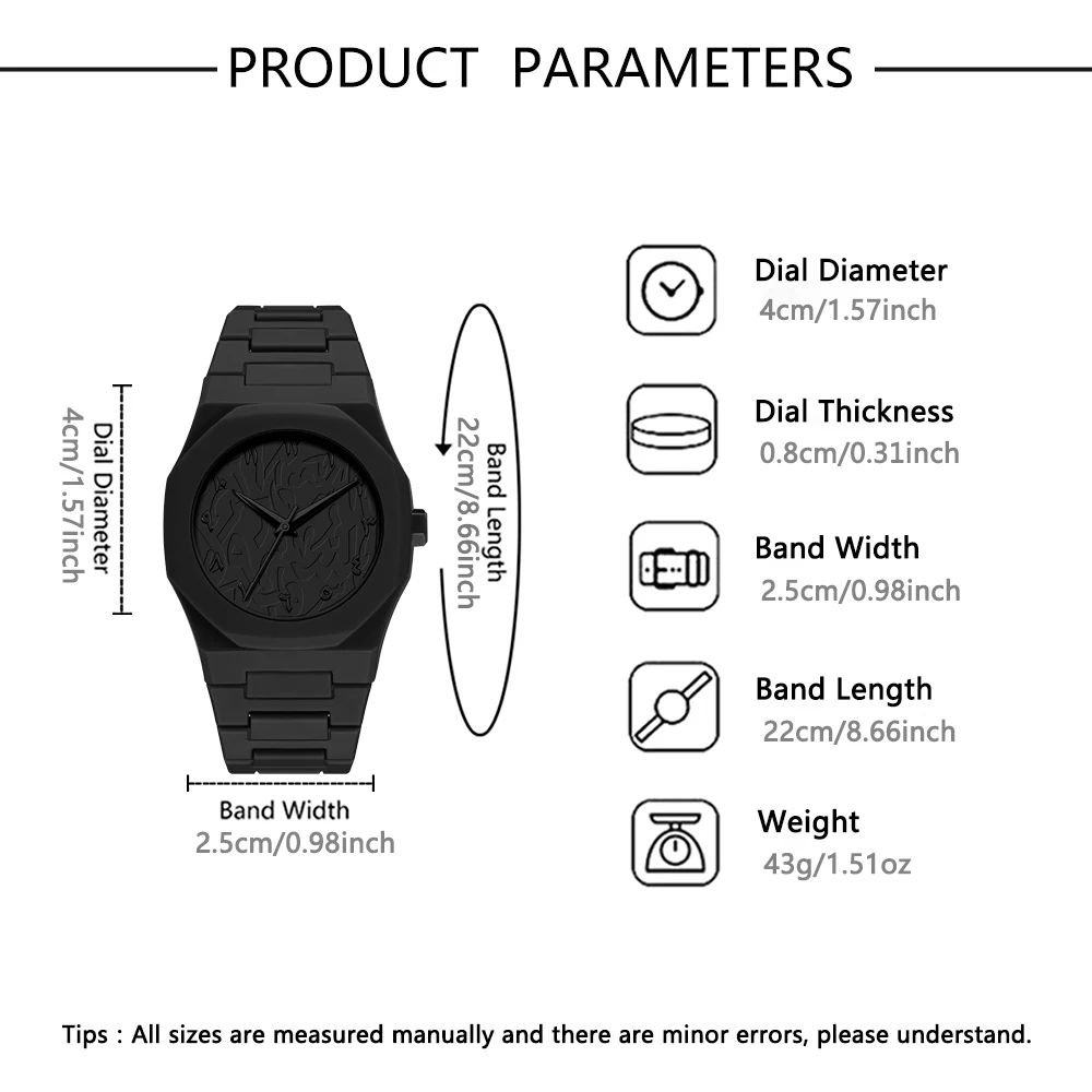 New men's business watch with fashionable plastic strap and quartz watch suitable for daily wear and holiday gifts