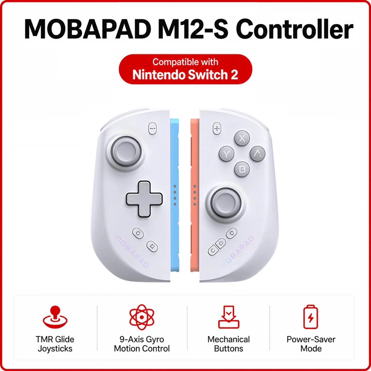 MOBAPAD M12 S/HD Gaming Controller voor Nintendo Switch 2 met TMR-sticks, mechanische knoppen Joypad voor Switch2-console