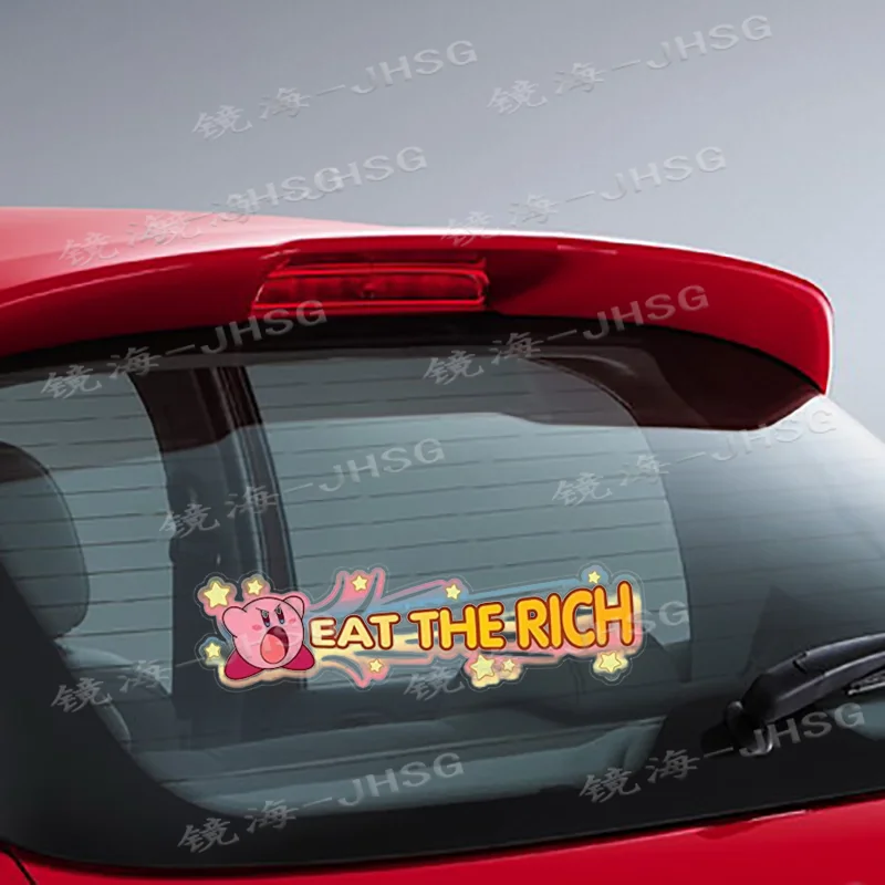 Fun Cartoon Text Car Stickers Eat The Rich Stickers Car Motorcycle External Accessories Waterproof Vinyl PVC