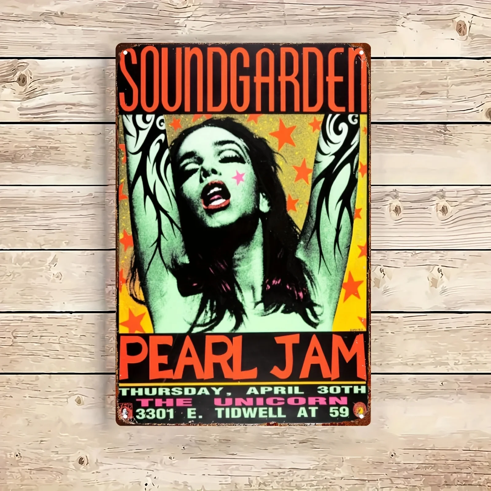 Sinal de metal de concerto vintage/arte de parede de ferro durável para casa, bar, escritório e decoração ao ar livre retro música banda placa presente r