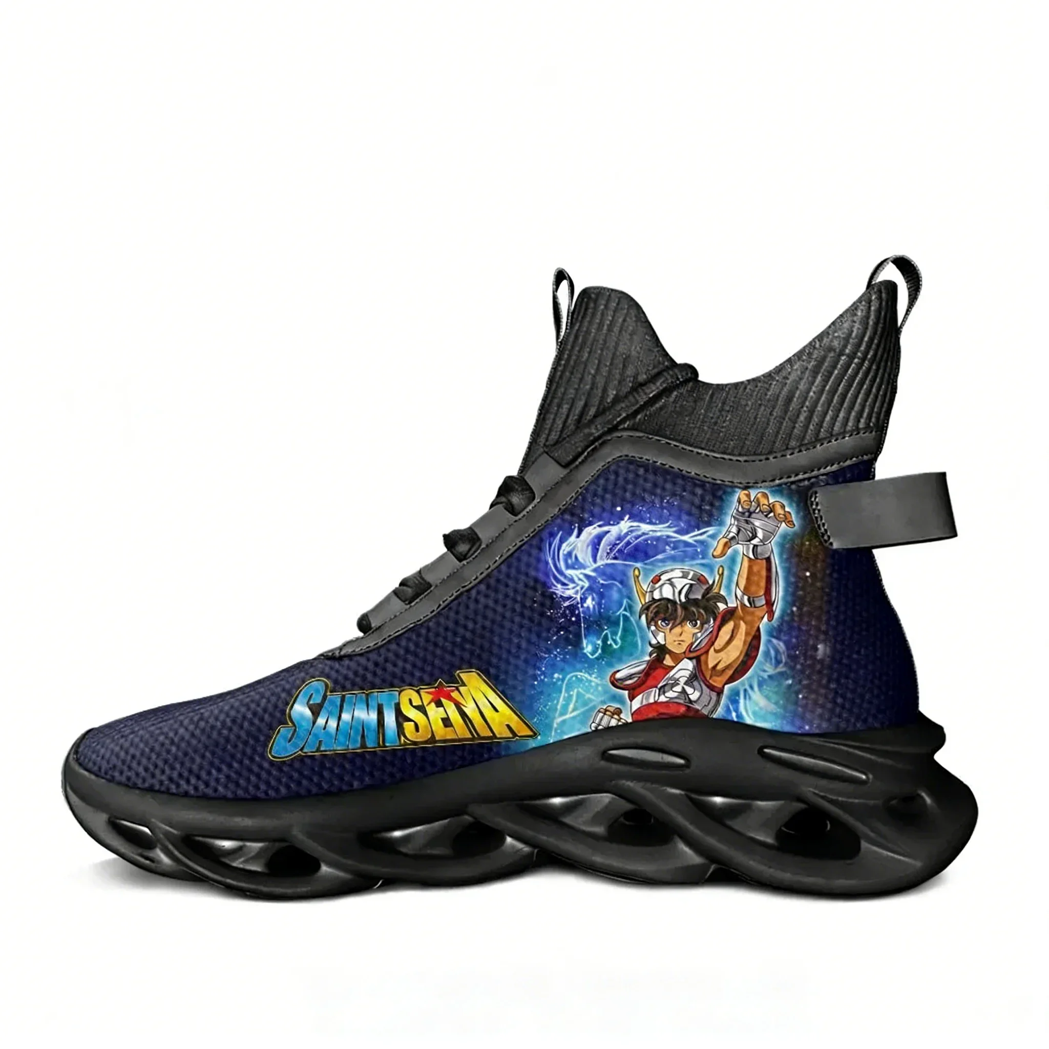 Saint Seiya High Top Flats Sneakers Mens Womens Sports Running Shoes High Quality Sneaker Lace Up Mesh Footwear Custom Shoe