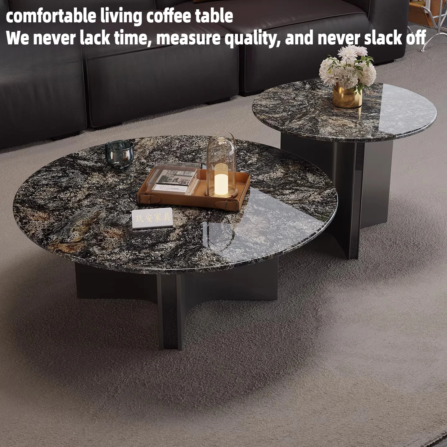 

Круглый дизайнерский кофейный столик из мрамора в стиле середины века, скандинавский приставной столик черного цвета, мебель для гостиной и интерьера