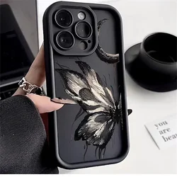 Art Oil Painting Butterfly Soft Case for IPhone 14 13 12 11 Pro 7 8 Plus Se 2020 X XR XS Max Cover for IPhone 15 Pro Max Cases