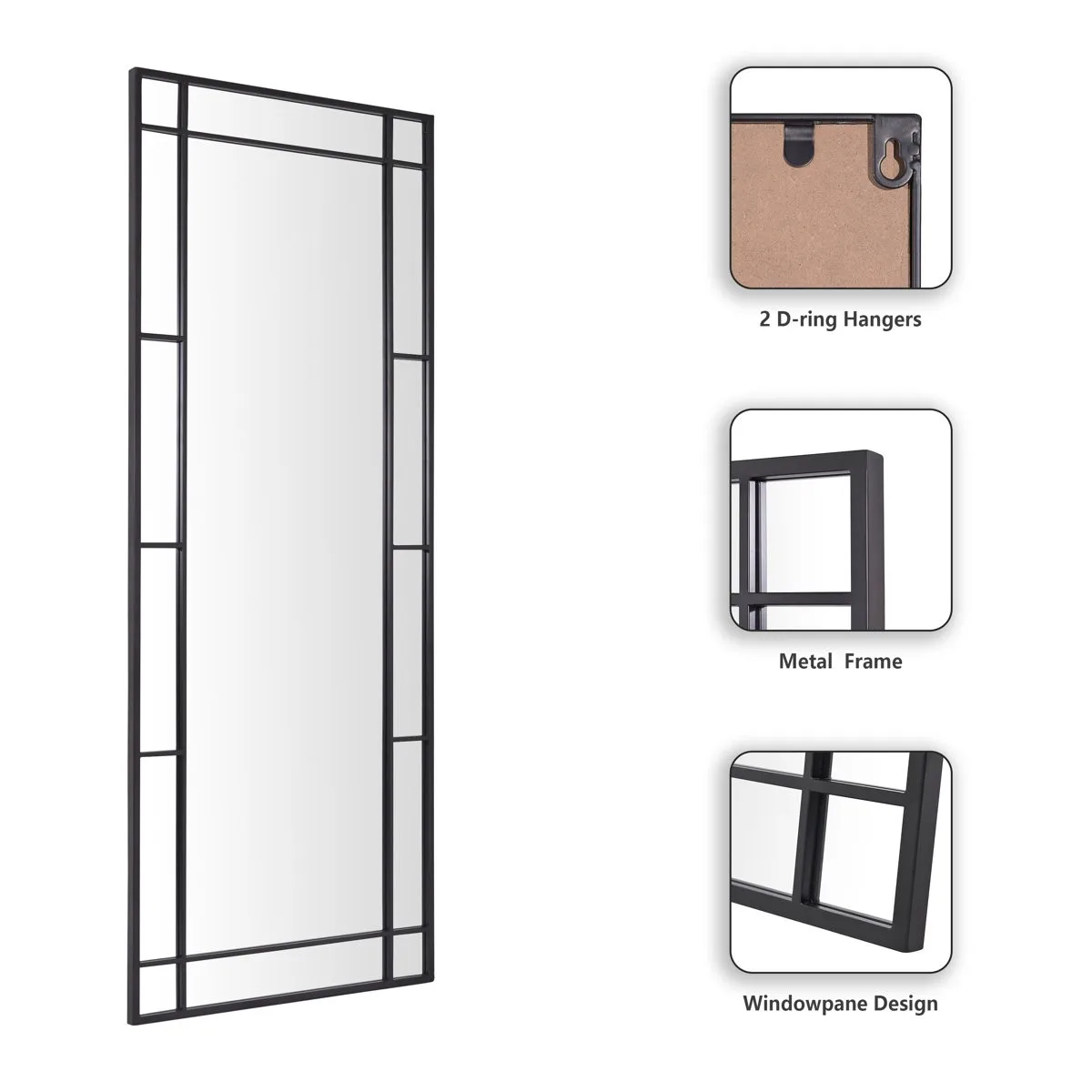 SHYFOY 71'' H Metal Rectangle Black Full Length Mirror
